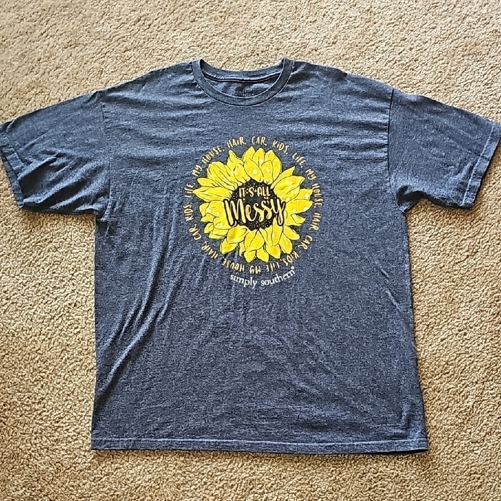 Simply Southern T Shirt XL Yellow Sunflower Graphic